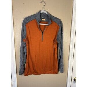 Icebreaker Merino 200 Bodyfit Large 1/4 Zip Pullover Base Layer Outdoor Orange